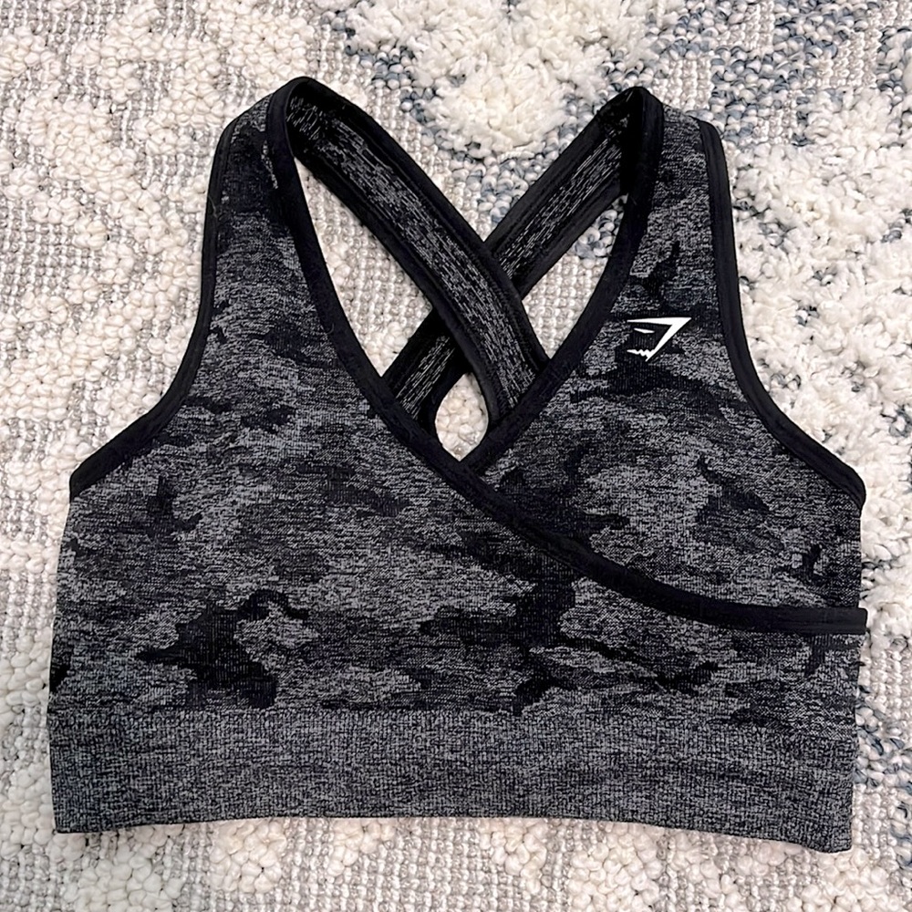 Gymshark Camo Seamless Sports Bra - Black